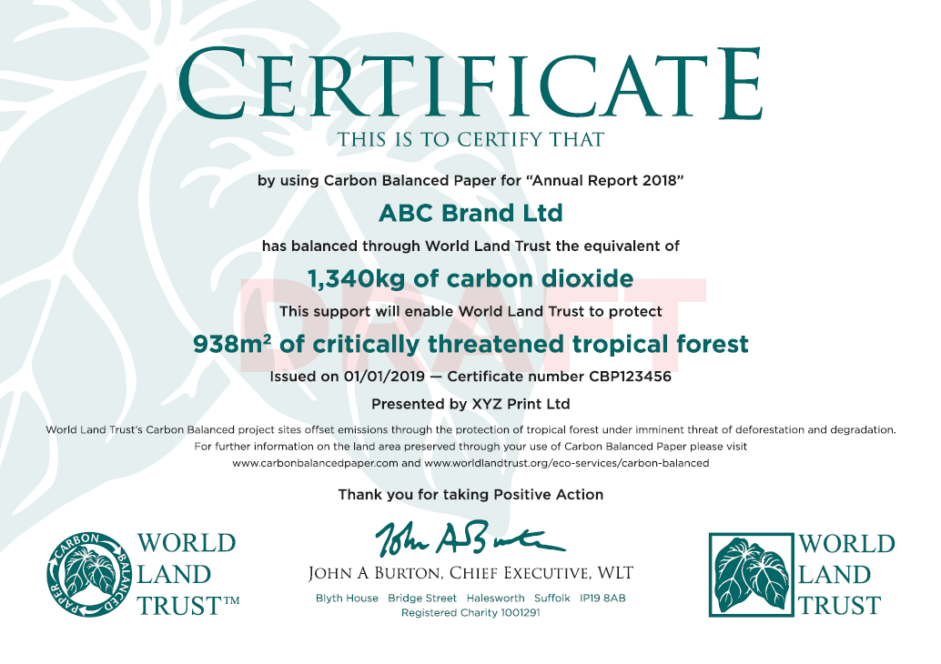 WLT Sample Certificate